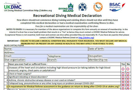 UKDMC medical declaration form